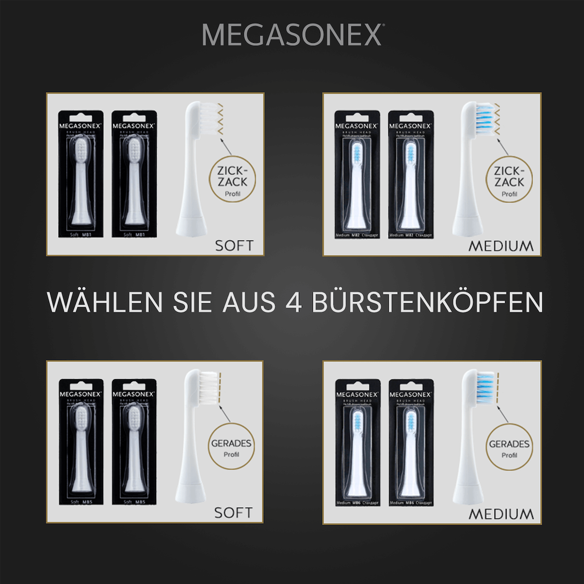 Megasonex M8 Ultraschallzahnbürste & Ersatzbürstenkopf