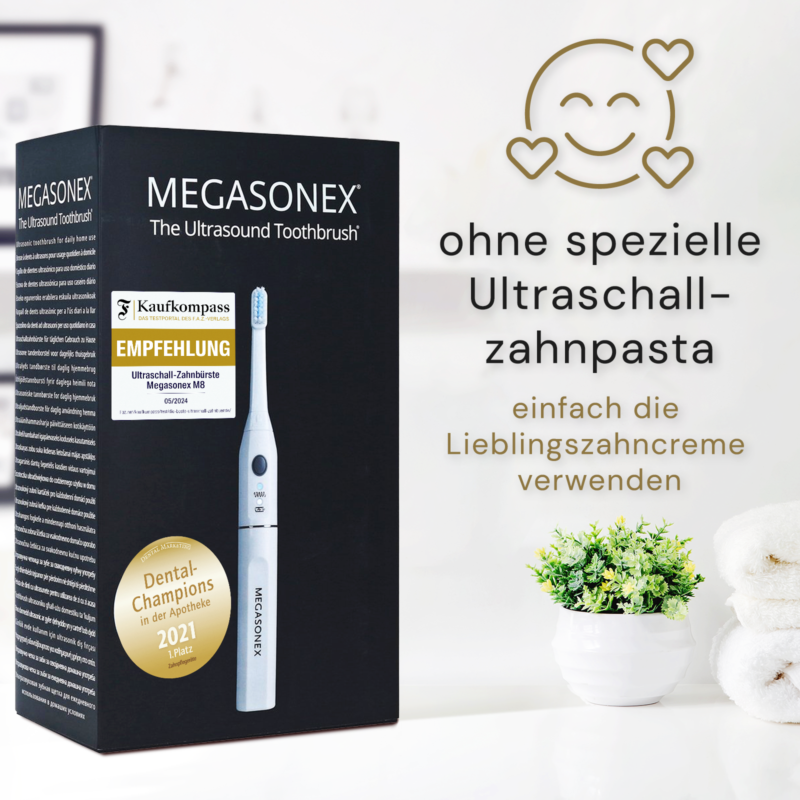 Megasonex M8 Ultraschallzahnbürste & Ersatzbürstenkopf