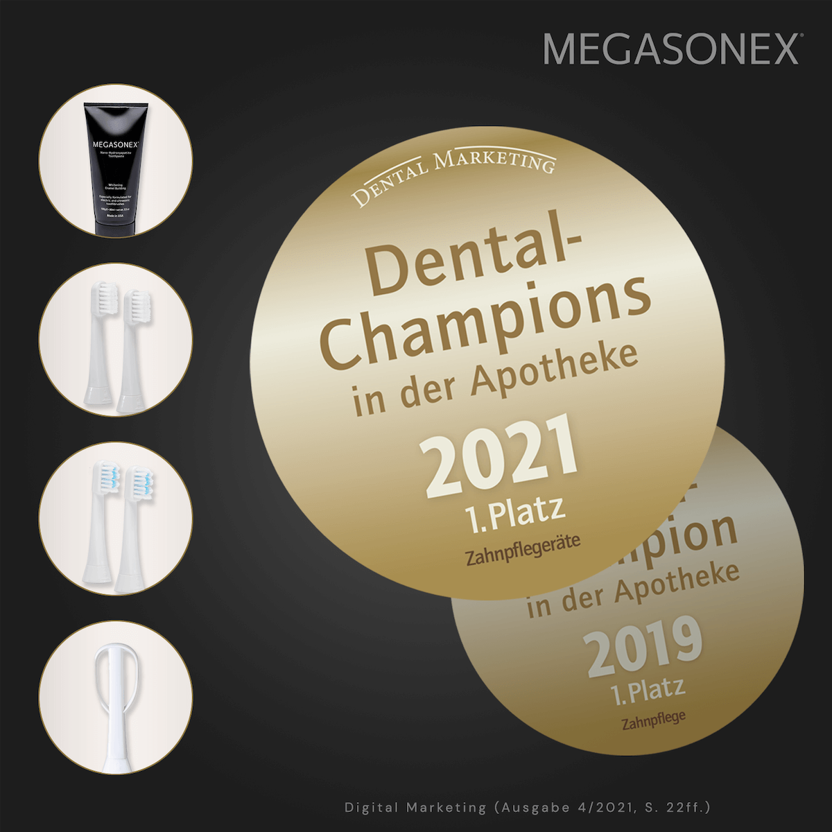 Megasonex M8 Ultraschallzahnbürste & Ersatzbürstenkopf